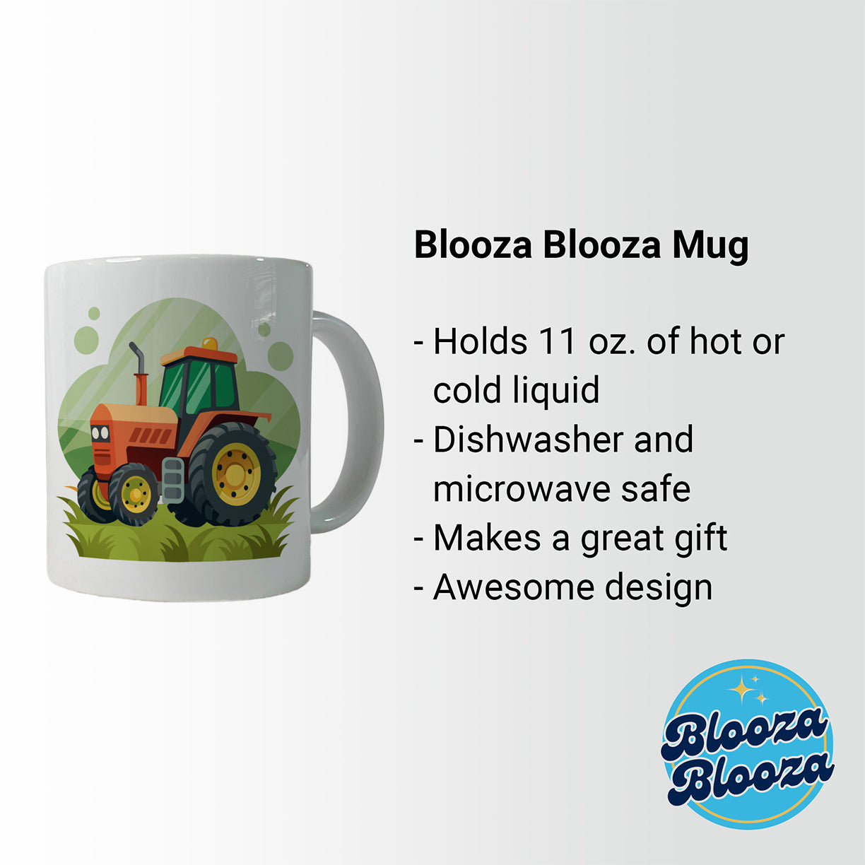 Tractor Cartoon Ceramic Tea Coffee Mug Cup - 11oz