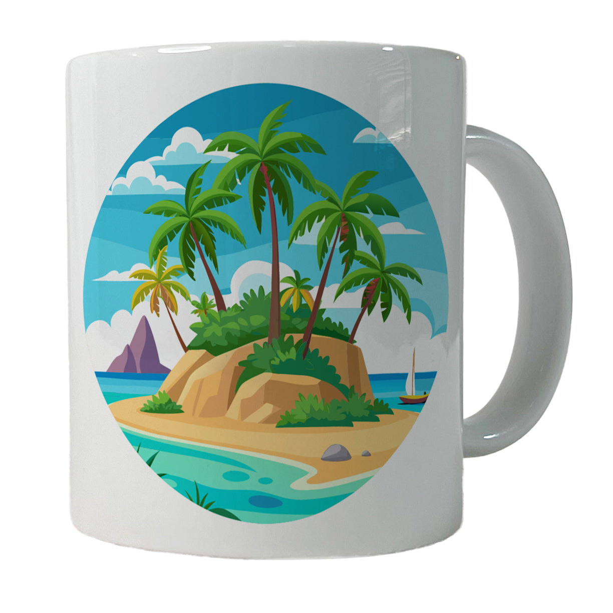 Tropical Island Beach Palm Trees Vacation Travel Ceramic Tea Coffee Mug Cup - 11oz