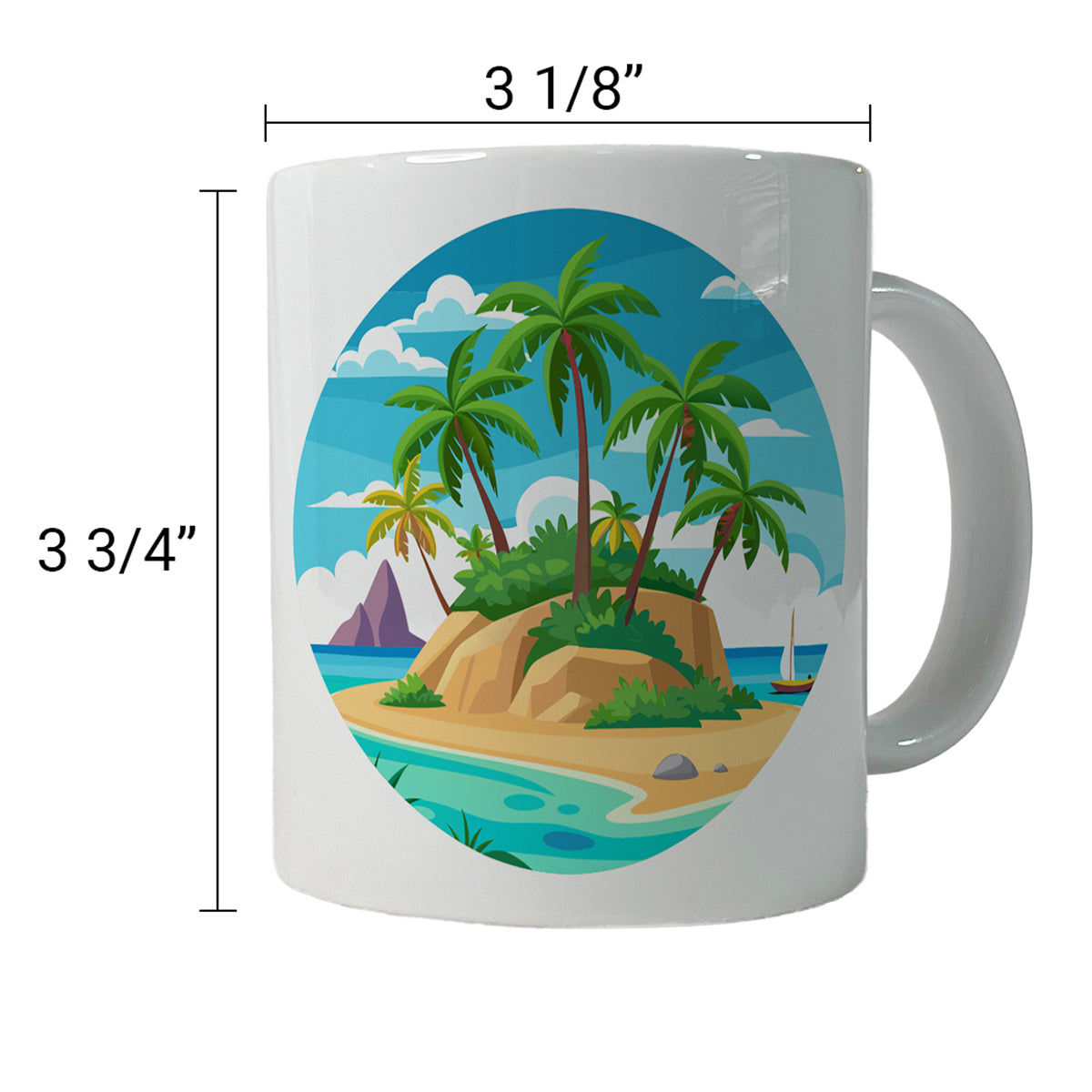 Tropical Island Beach Palm Trees Vacation Travel Ceramic Tea Coffee Mug Cup - 11oz