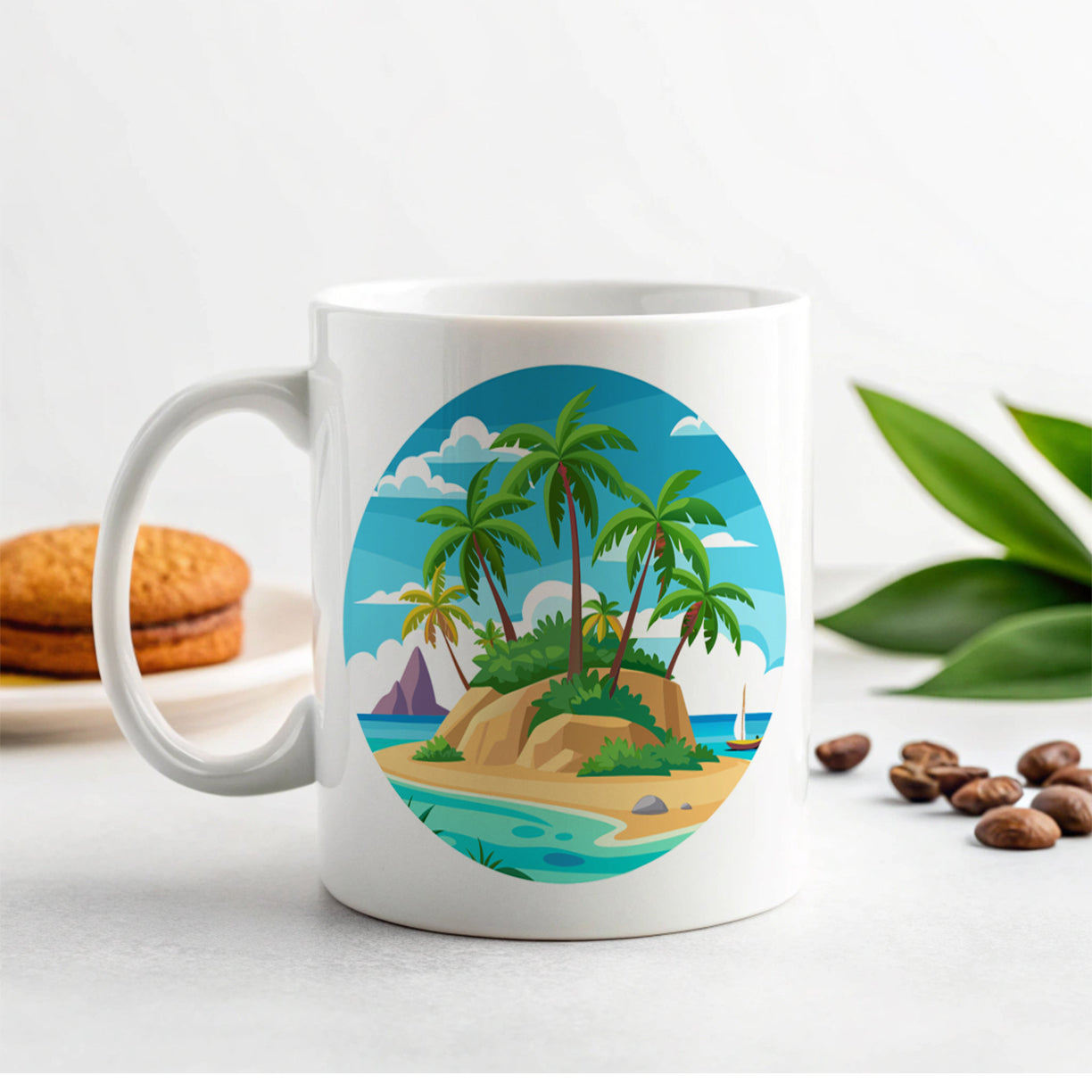 Tropical Island Beach Palm Trees Vacation Travel Ceramic Tea Coffee Mug Cup - 11oz