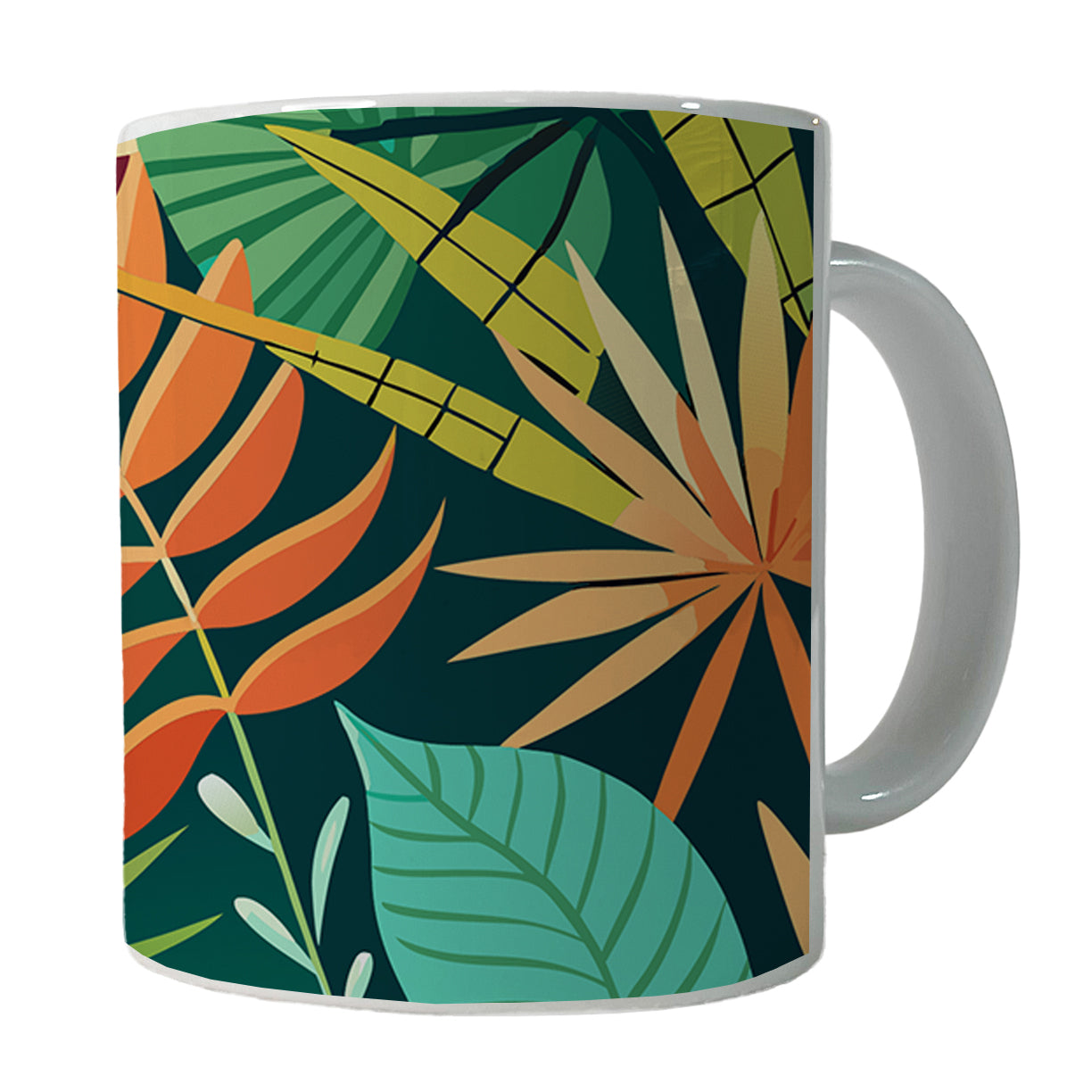 Tropical Leaves Foliage Ceramic Tea Coffee Mug Cup - 11oz