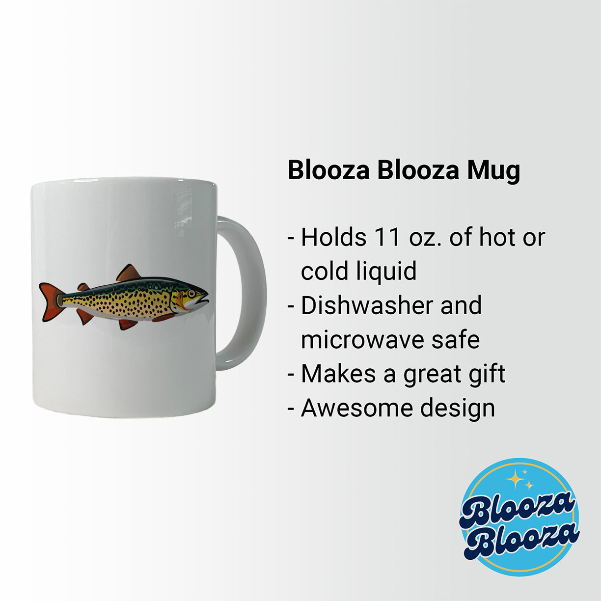 Trout Fish Fishing Ceramic Tea Coffee Mug Cup - 11oz