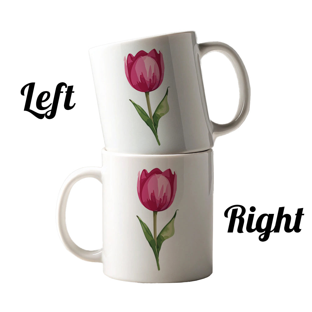 Tulip Flower Pink Watercolor Ceramic Tea Coffee Mug Cup - 11oz