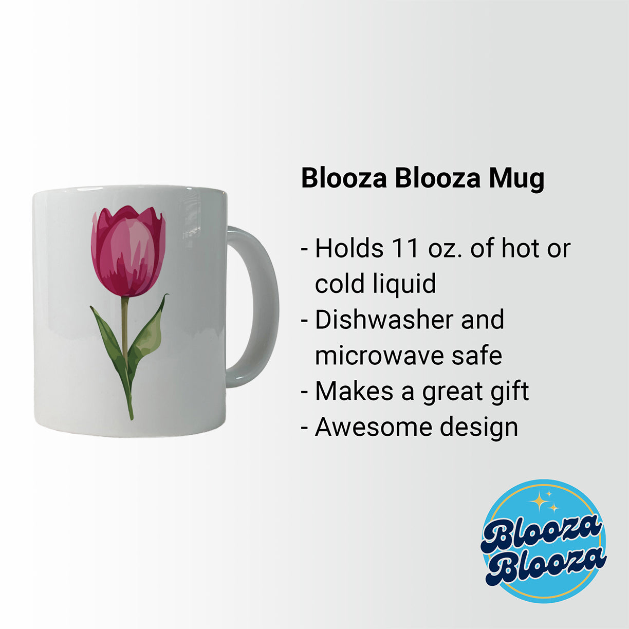 Tulip Flower Pink Watercolor Ceramic Tea Coffee Mug Cup - 11oz