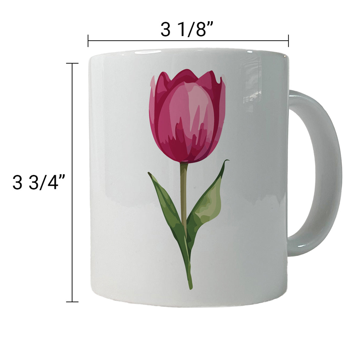Tulip Flower Pink Watercolor Ceramic Tea Coffee Mug Cup - 11oz