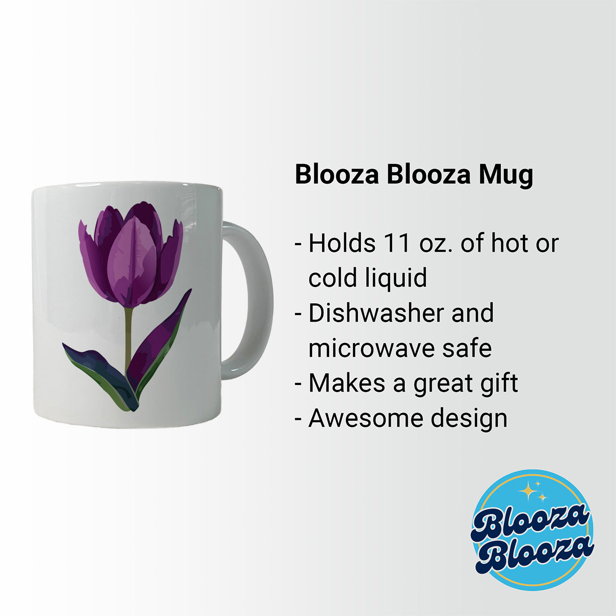 Tulip Flower Purple Watercolor Ceramic Tea Coffee Mug Cup - 11oz