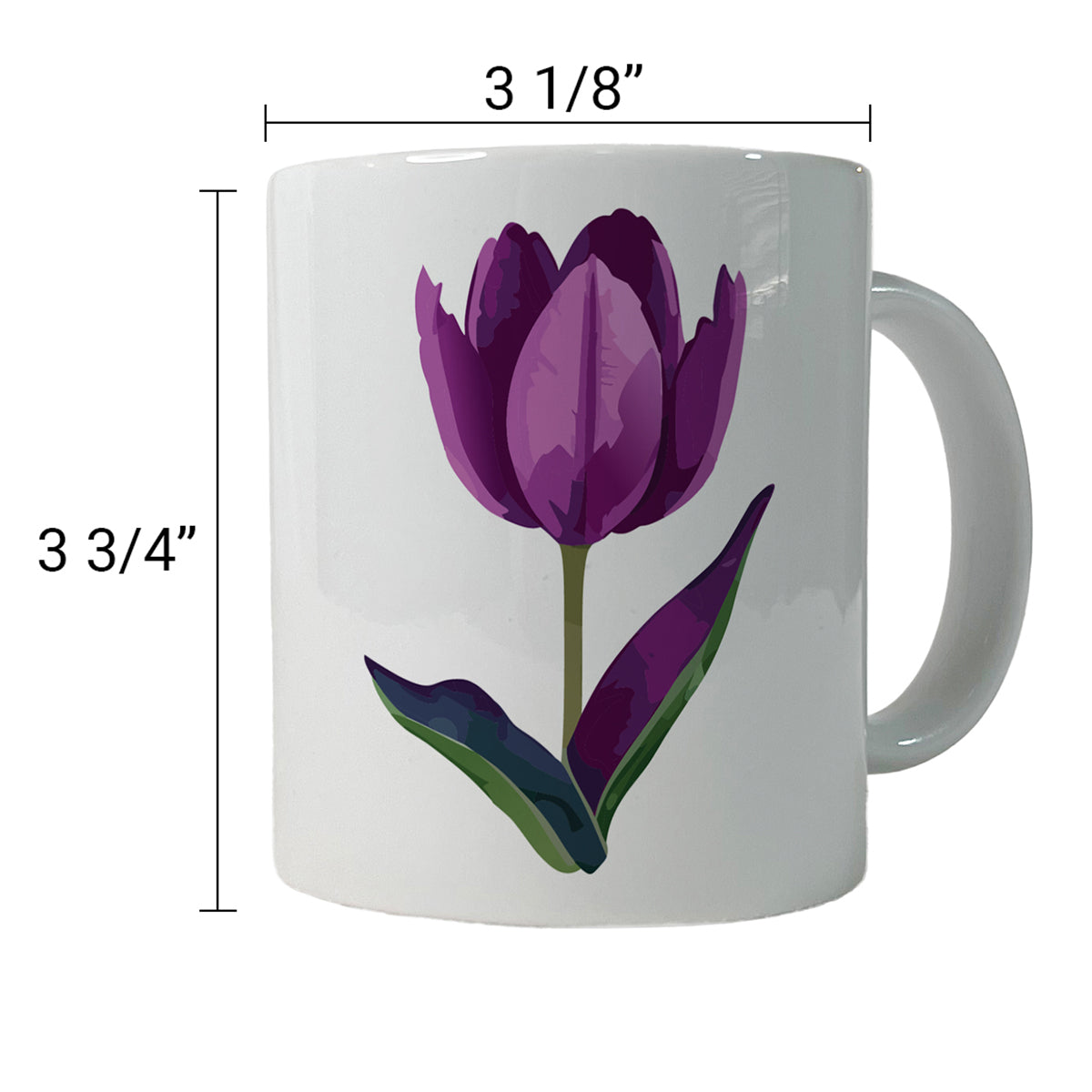 Tulip Flower Purple Watercolor Ceramic Tea Coffee Mug Cup - 11oz