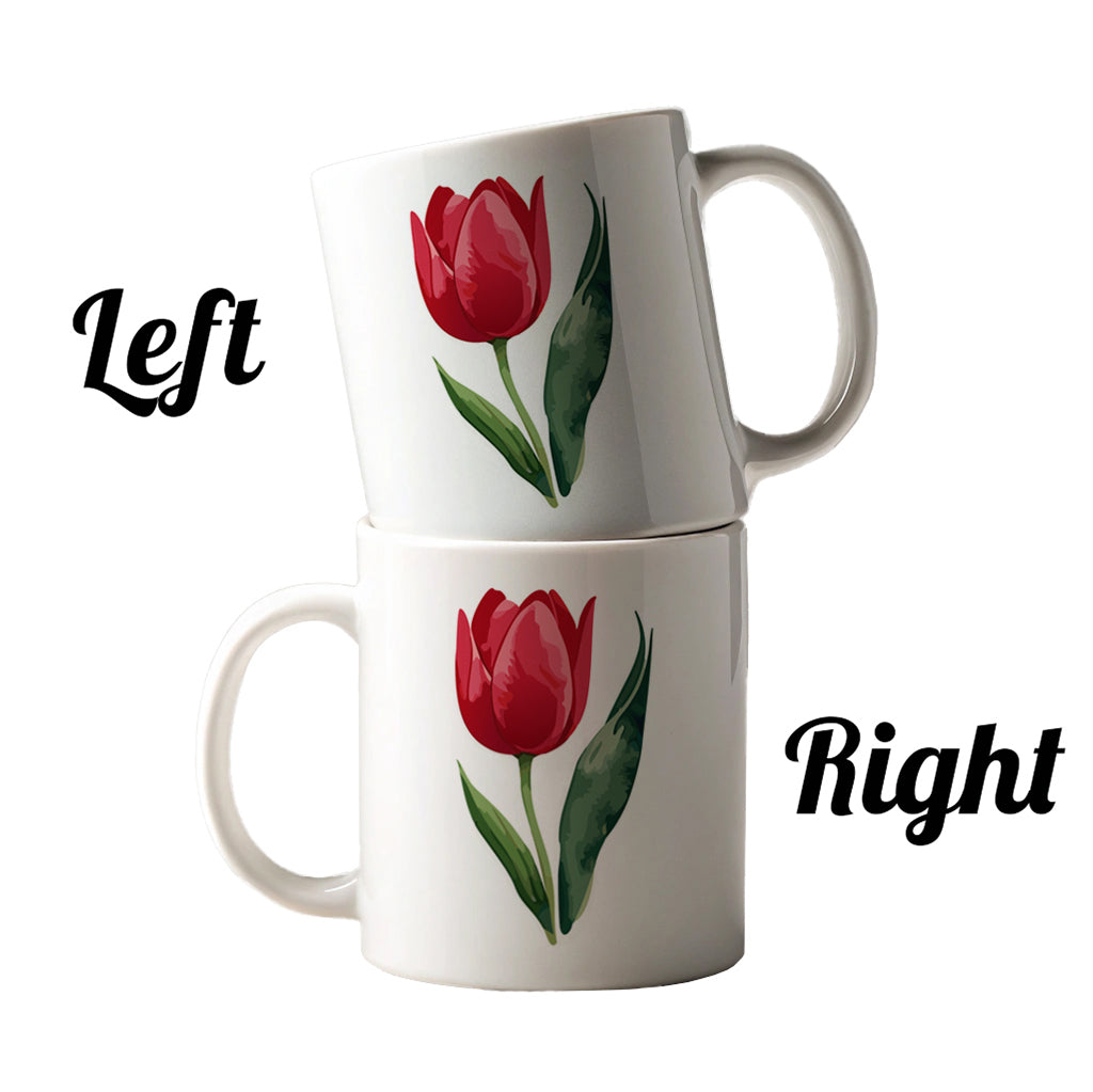 Tulip Flower Red Watercolor Ceramic Tea Coffee Mug Cup - 11oz