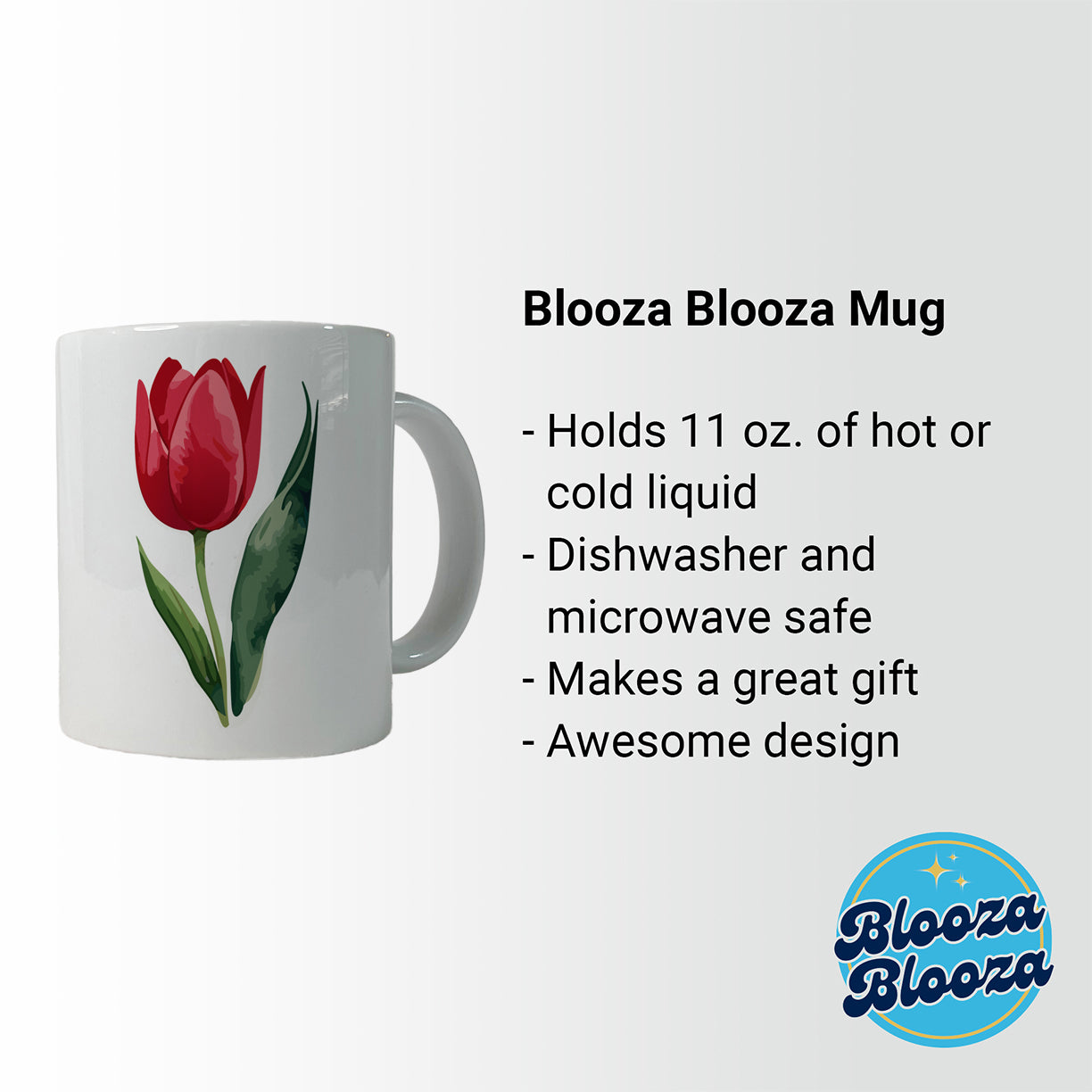 Tulip Flower Red Watercolor Ceramic Tea Coffee Mug Cup - 11oz