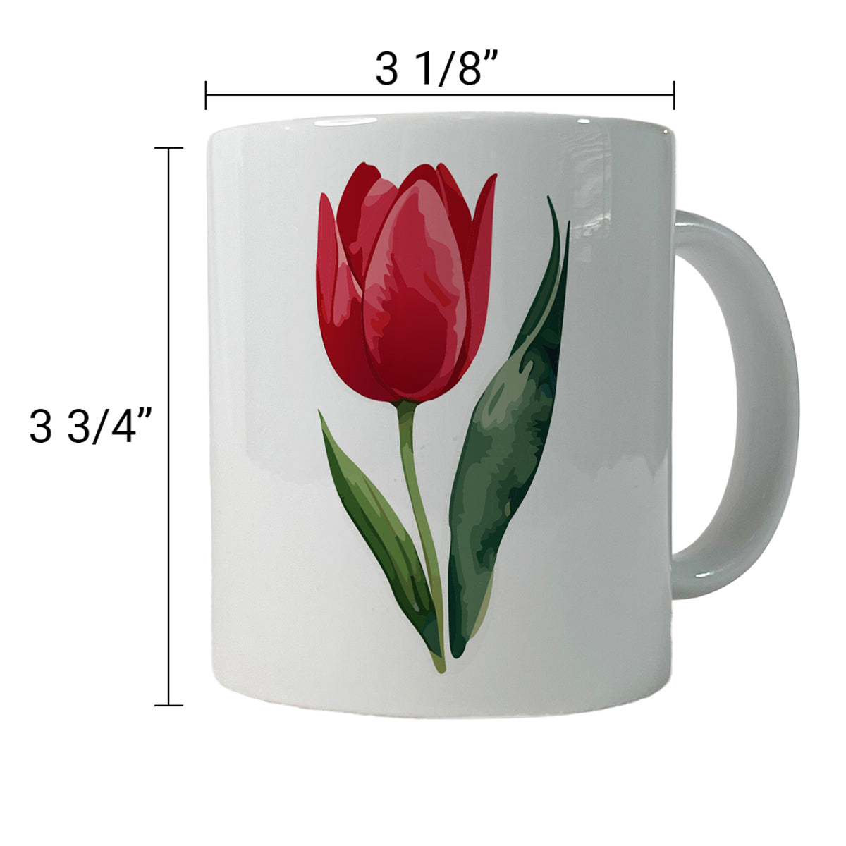 Tulip Flower Red Watercolor Ceramic Tea Coffee Mug Cup - 11oz
