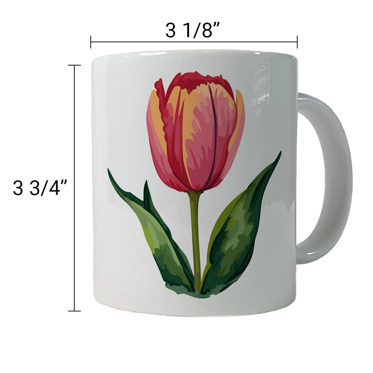 Tulip Flower Watercolor Ceramic Tea Coffee Mug Cup - 11oz