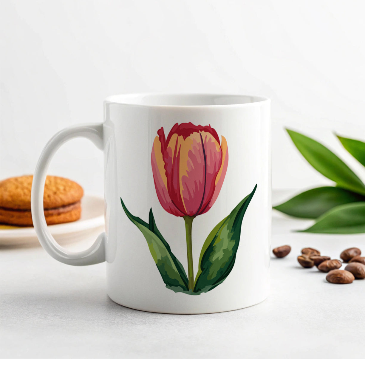 Tulip Flower Watercolor Ceramic Tea Coffee Mug Cup - 11oz