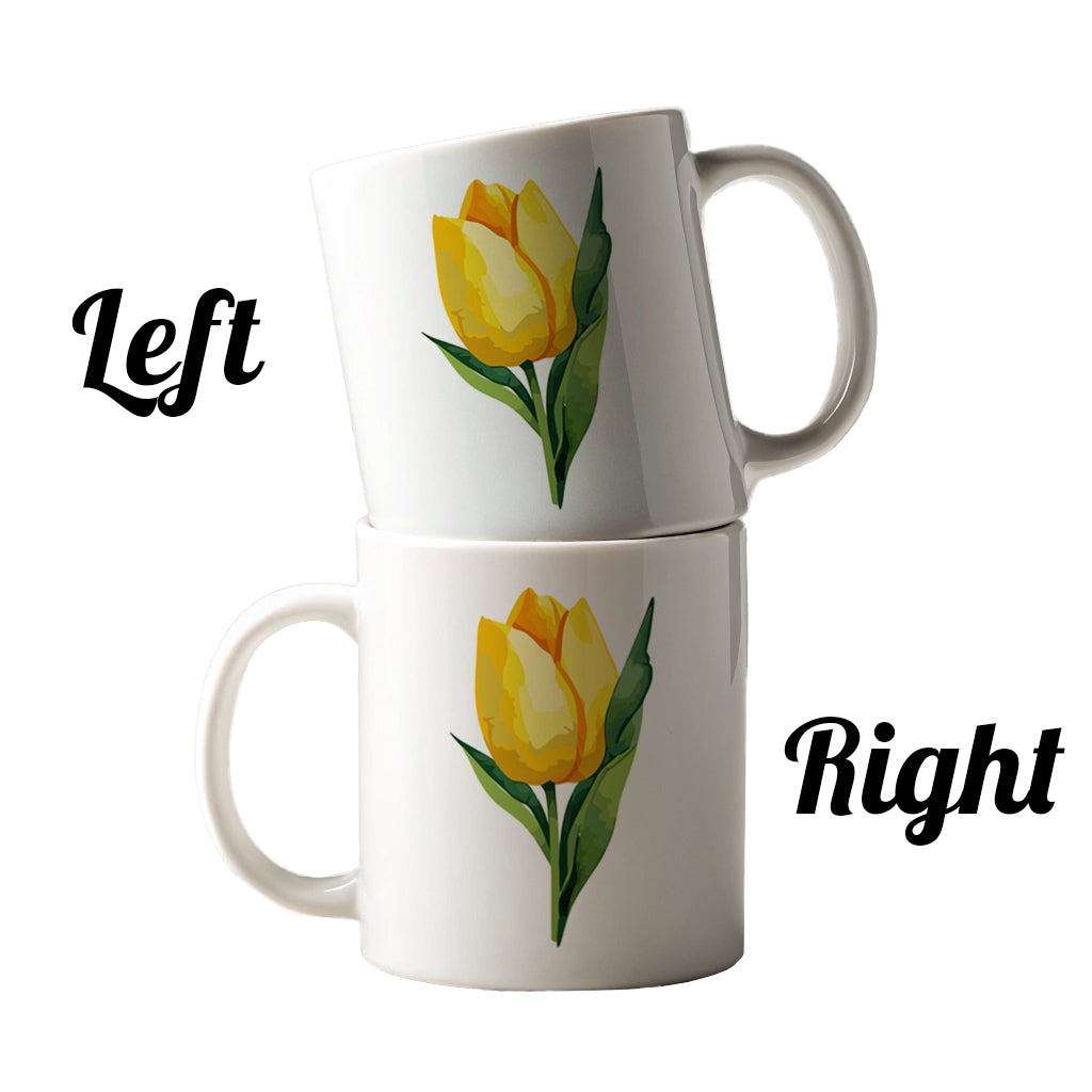 Tulip Flower Yellow Watercolor Ceramic Tea Coffee Mug Cup - 11oz