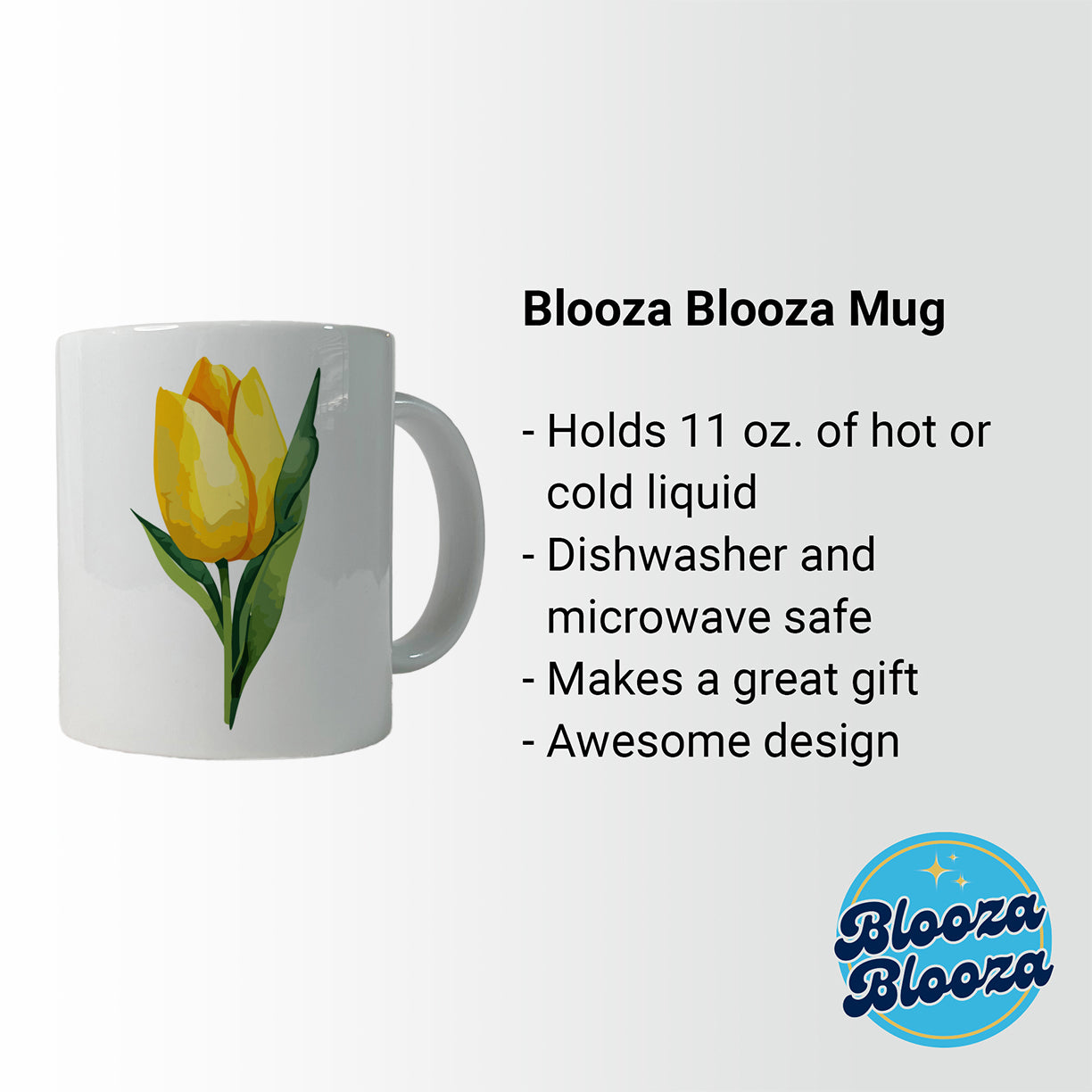 Tulip Flower Yellow Watercolor Ceramic Tea Coffee Mug Cup - 11oz