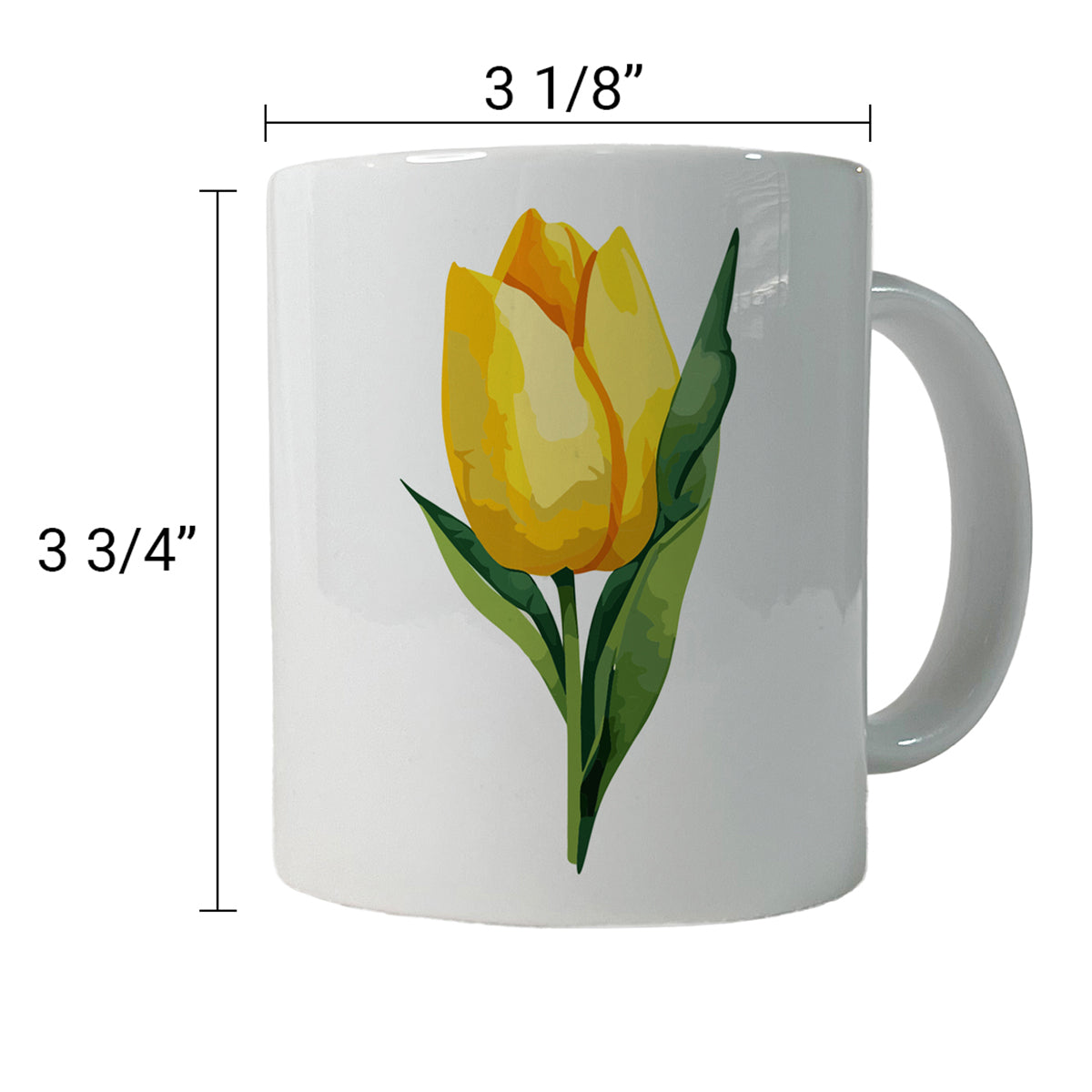 Tulip Flower Yellow Watercolor Ceramic Tea Coffee Mug Cup - 11oz