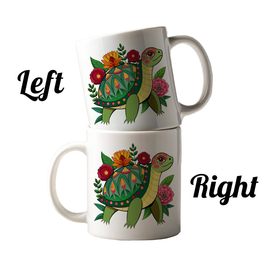 Turtle Floral Flowers Ceramic Tea Coffee Mug Cup - 11oz