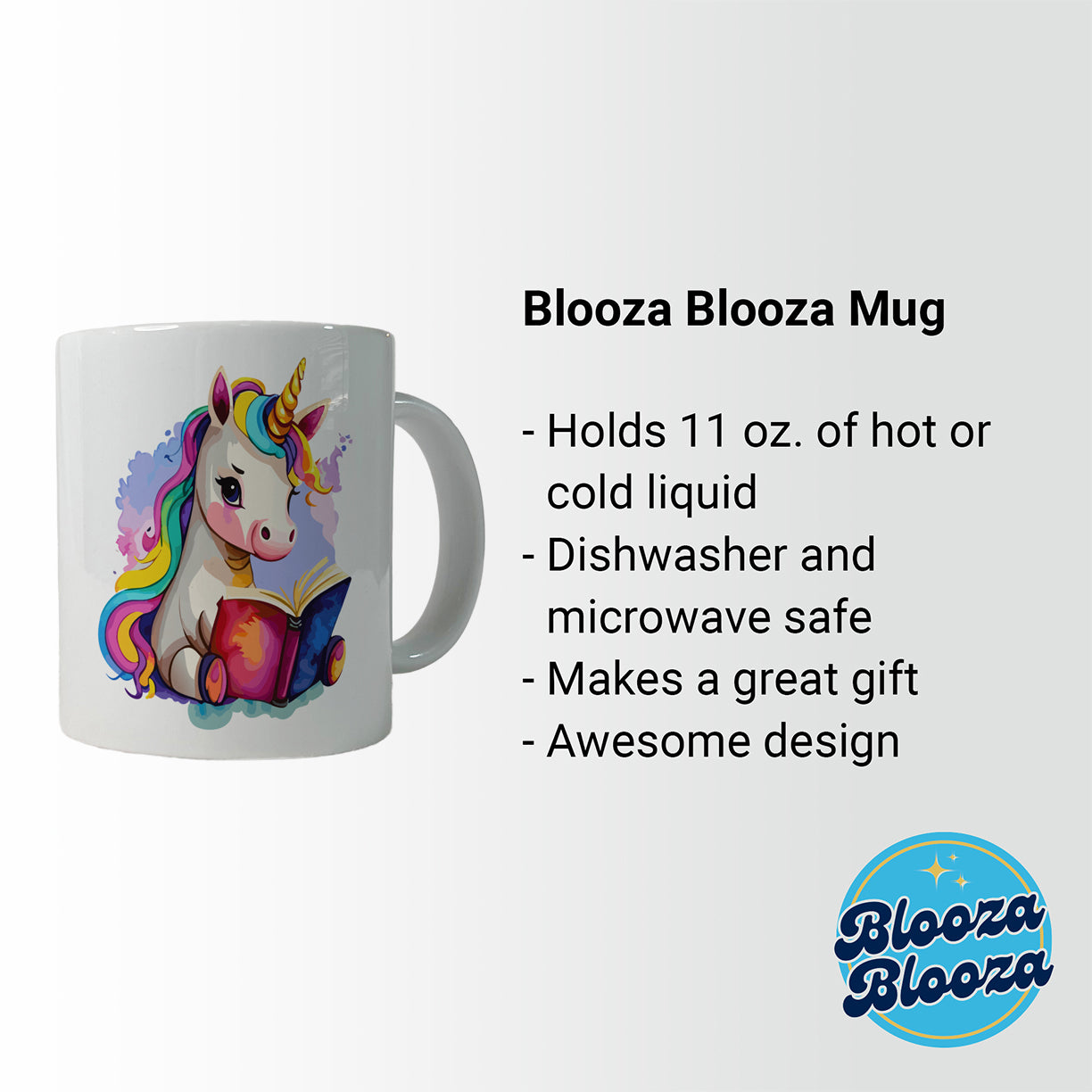 Unicorn Reading Book Reader Ceramic Tea Coffee Mug Cup - 11oz