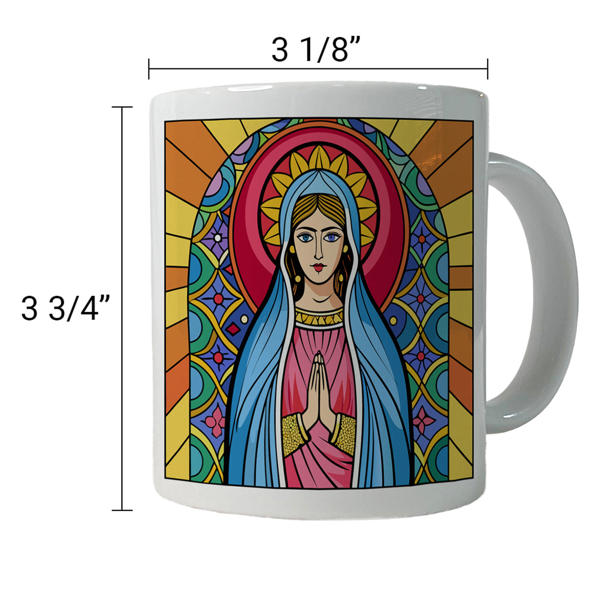 Virgin Mary Stained Glass Christian Religious Catholic Ceramic Tea Coffee Mug Cup - 11oz