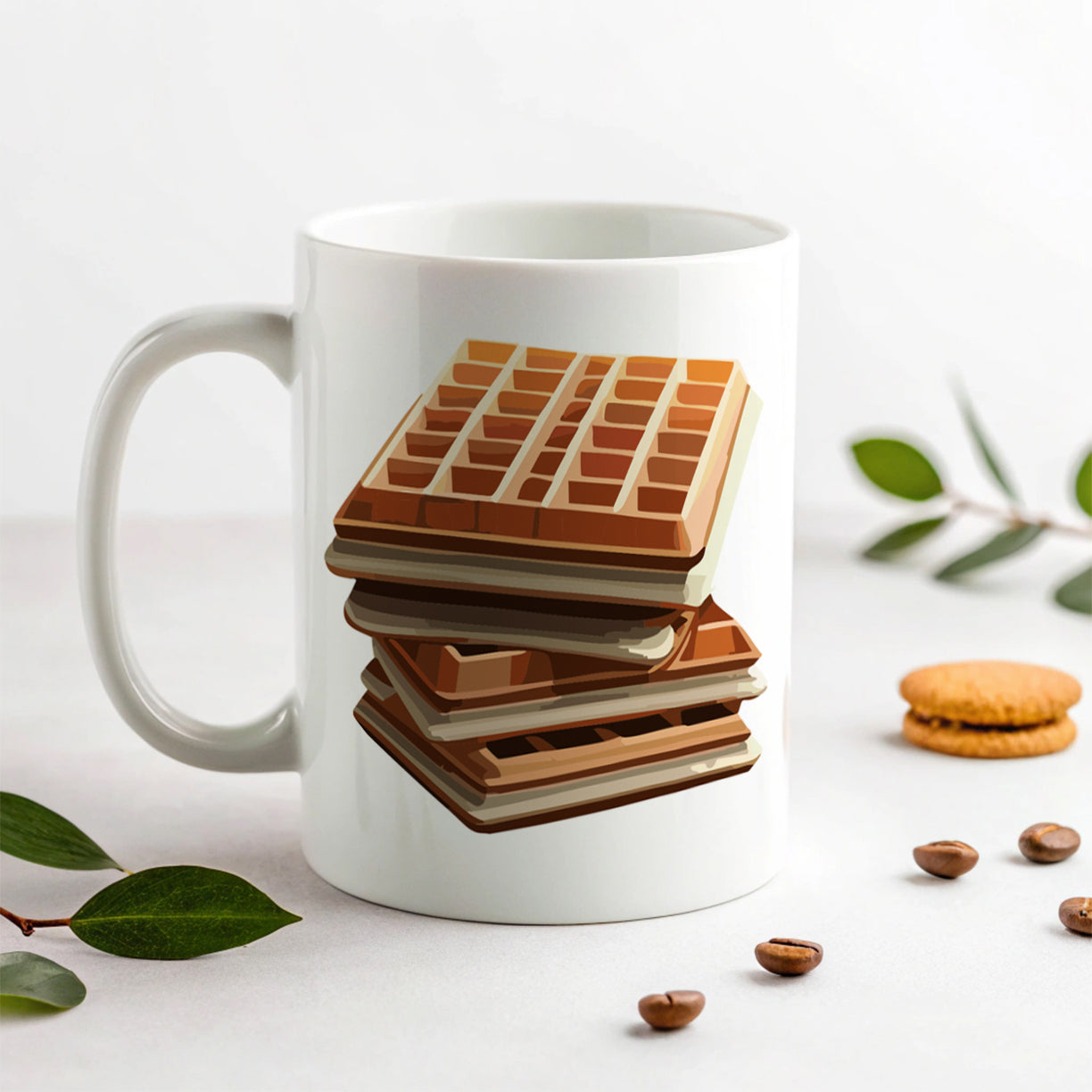 Waffles Stack Breakfast Food Ceramic Tea Coffee Mug Cup - 11oz