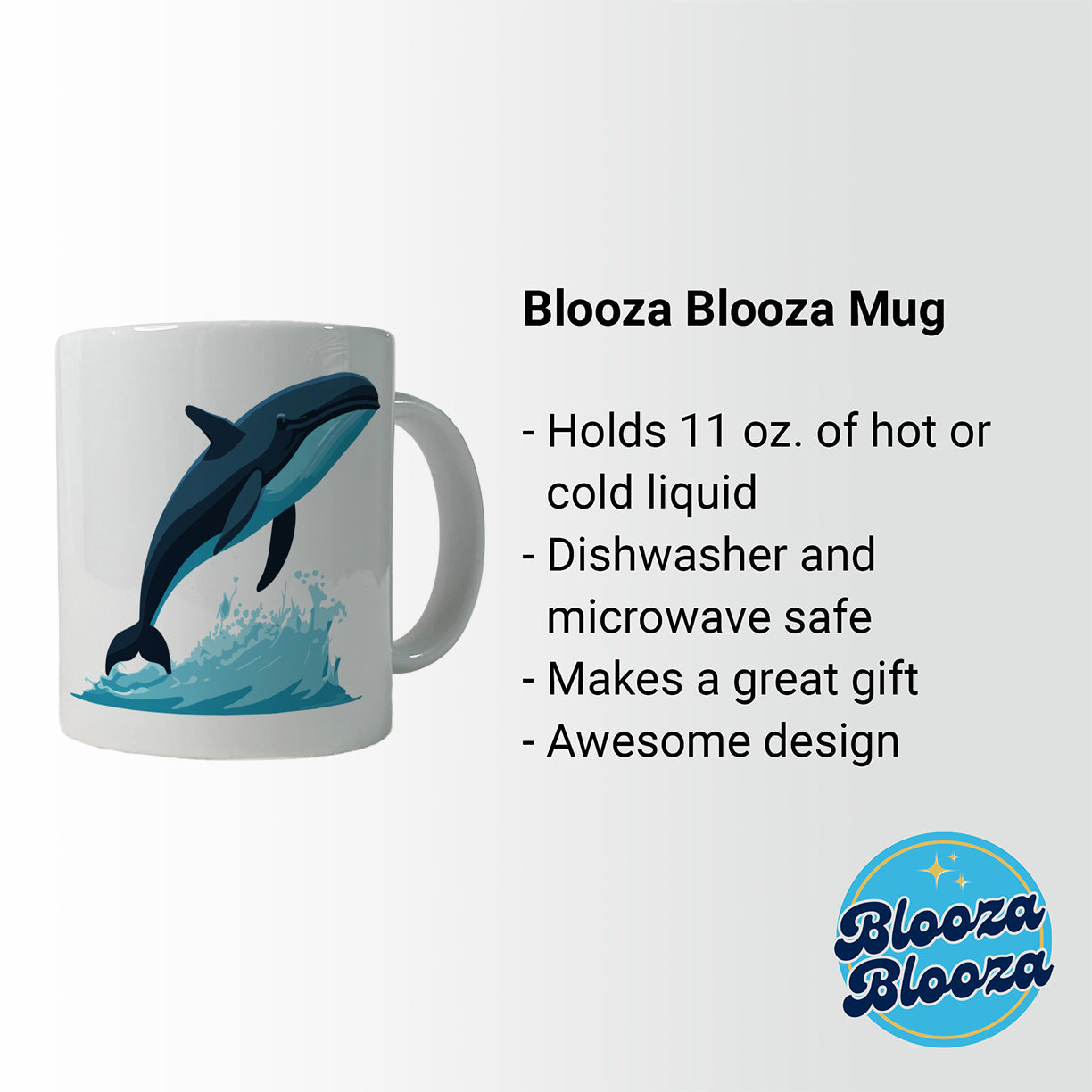 Whale Jumping Out of Water Ceramic Tea Coffee Mug Cup - 11oz