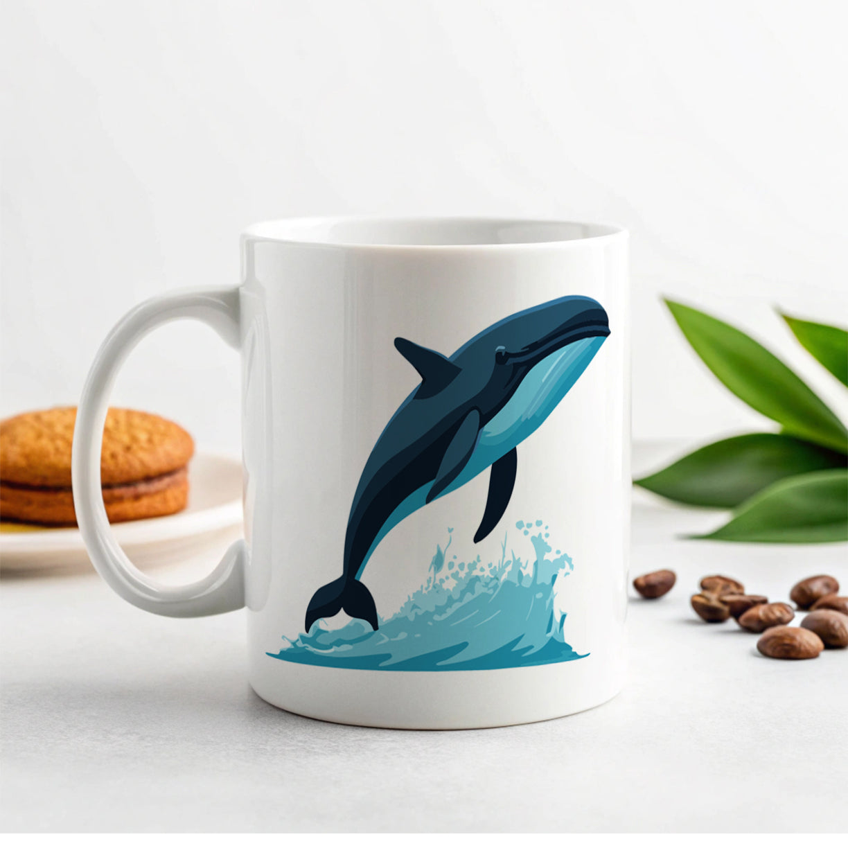 Whale Jumping Out of Water Ceramic Tea Coffee Mug Cup - 11oz