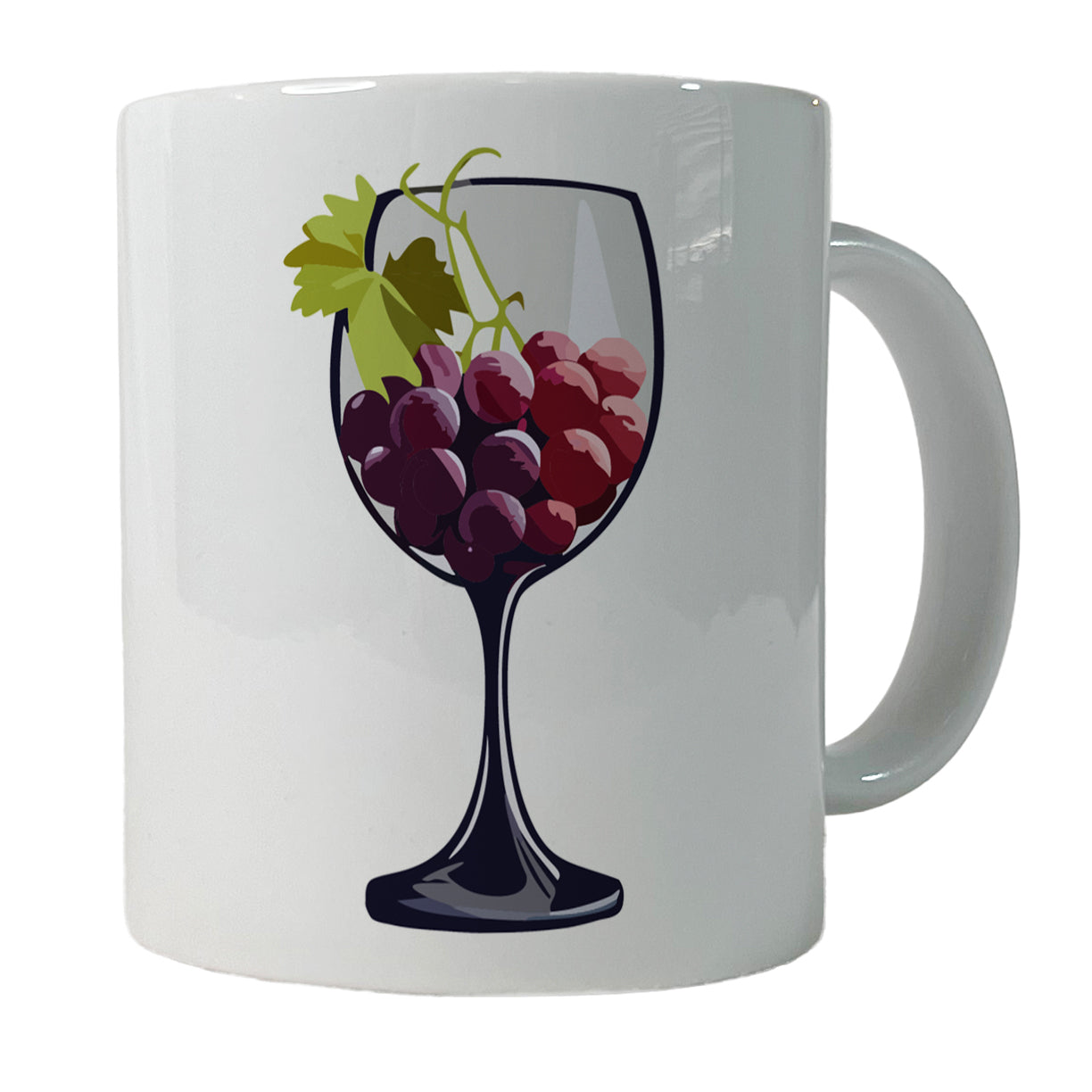 Wine Glass with Grapes Ceramic Tea Coffee Mug Cup - 11oz