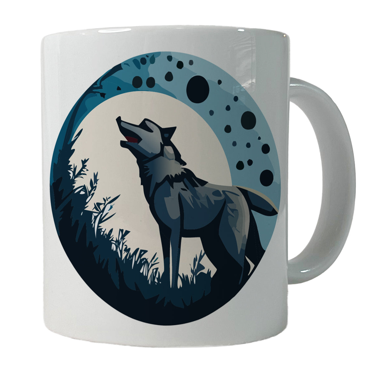 Wolf Howling Night Moon Ceramic Tea Coffee Mug Cup - 11oz