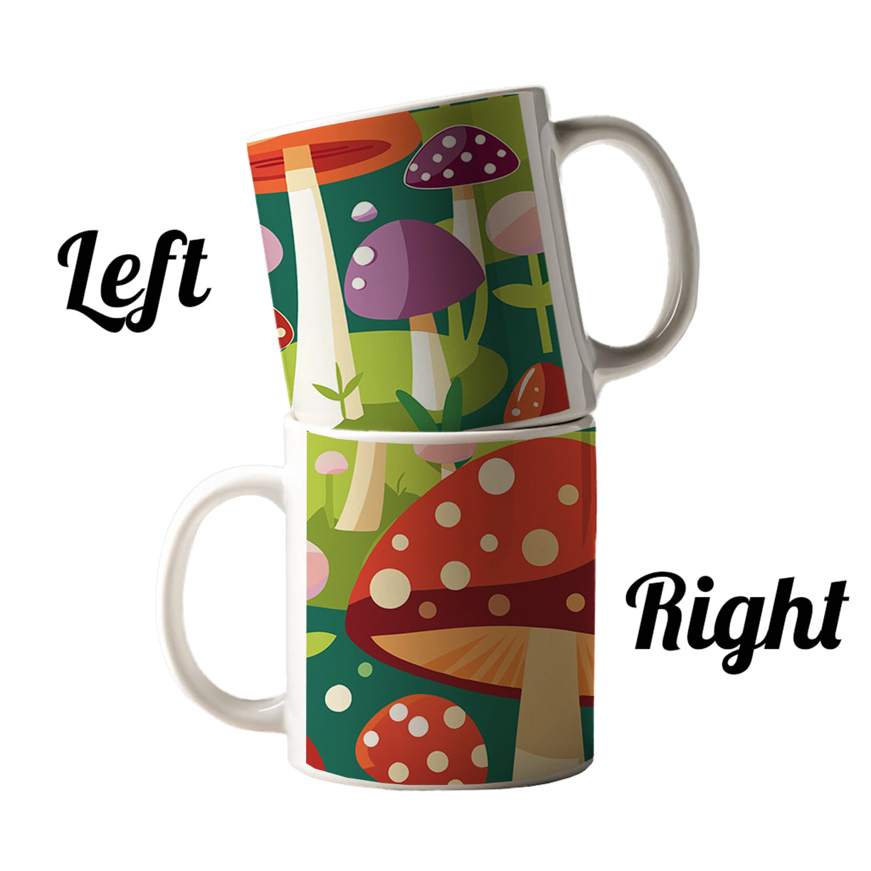 Woodland Mushrooms in the Forest Scattered Ceramic Tea Coffee Mug Cup - 11oz