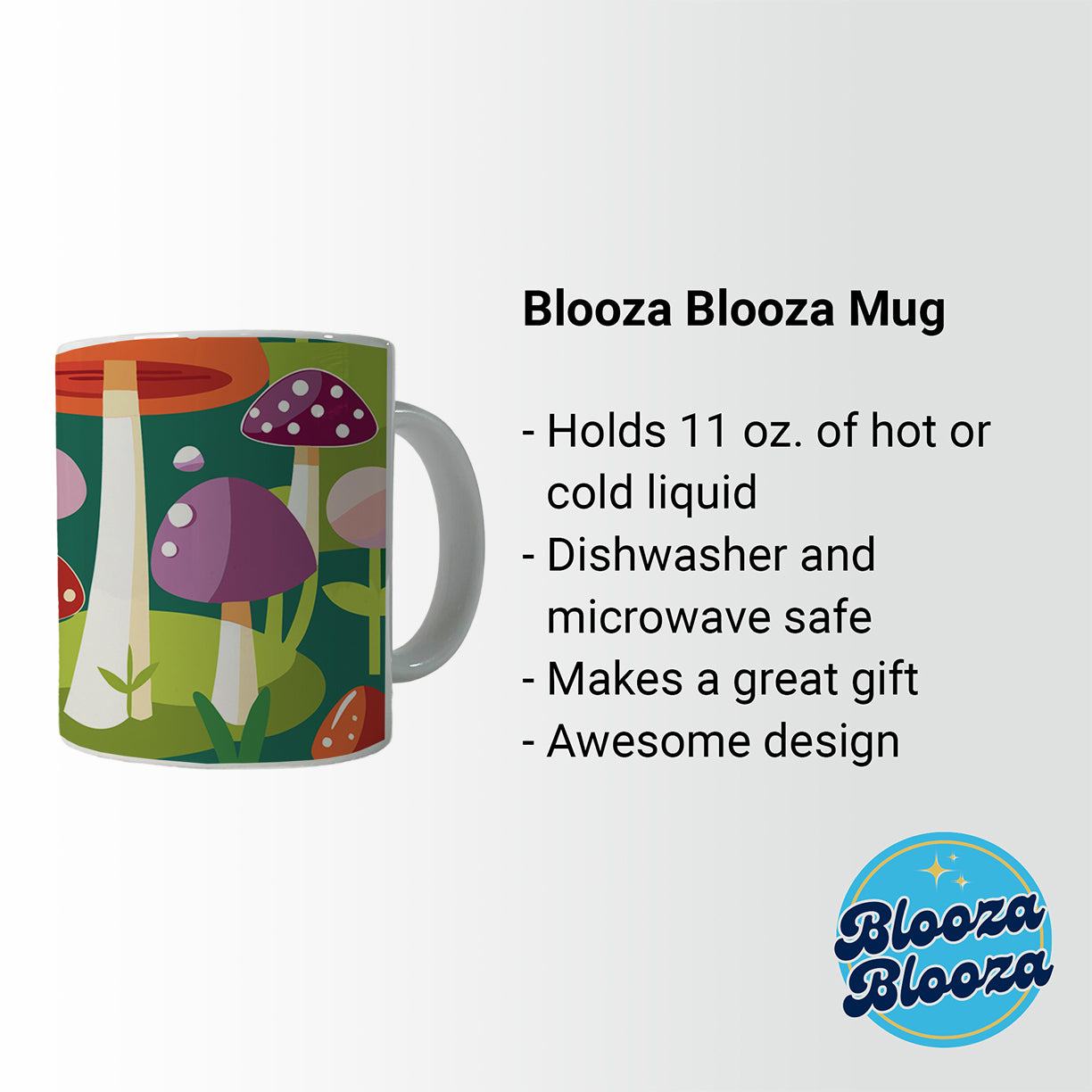 Woodland Mushrooms in the Forest Scattered Ceramic Tea Coffee Mug Cup - 11oz
