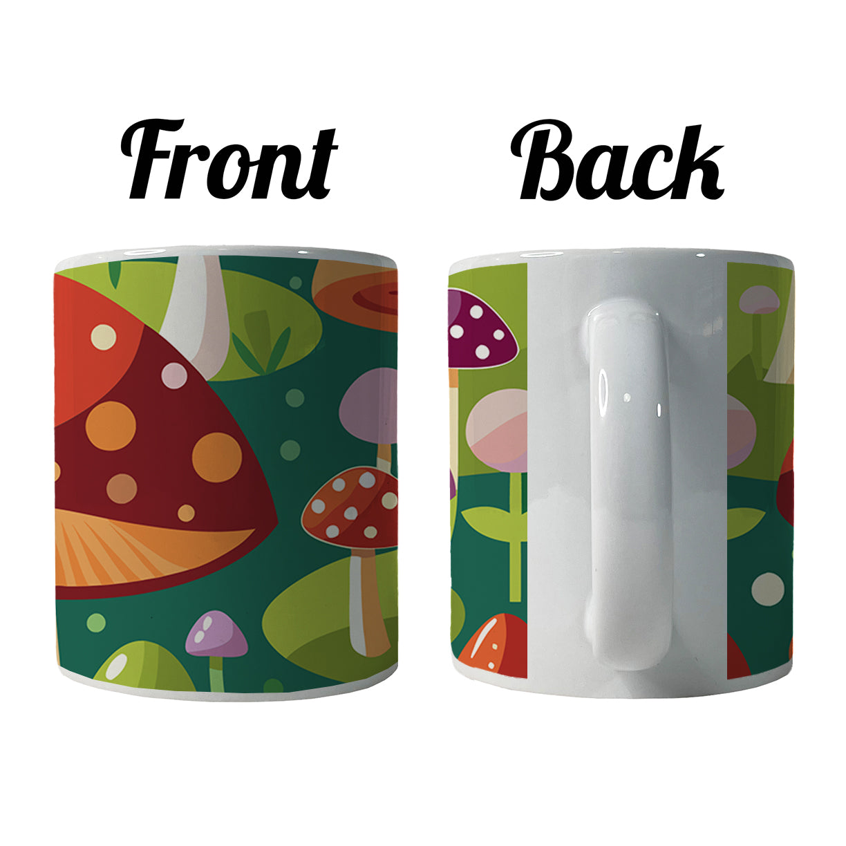 Woodland Mushrooms in the Forest Scattered Ceramic Tea Coffee Mug Cup - 11oz