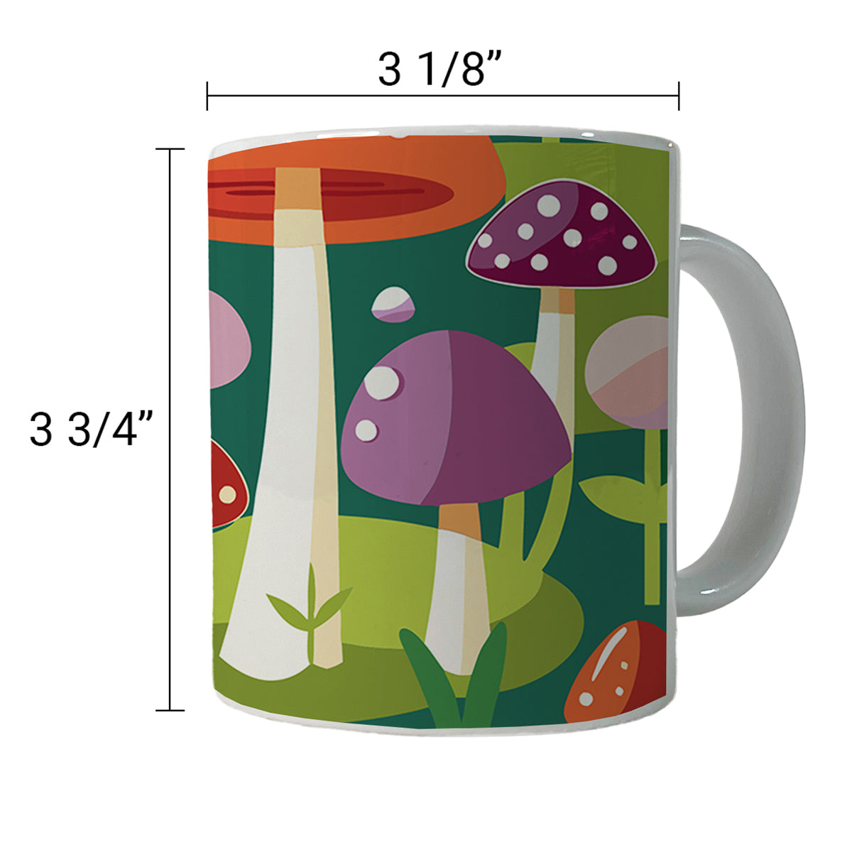 Woodland Mushrooms in the Forest Scattered Ceramic Tea Coffee Mug Cup - 11oz