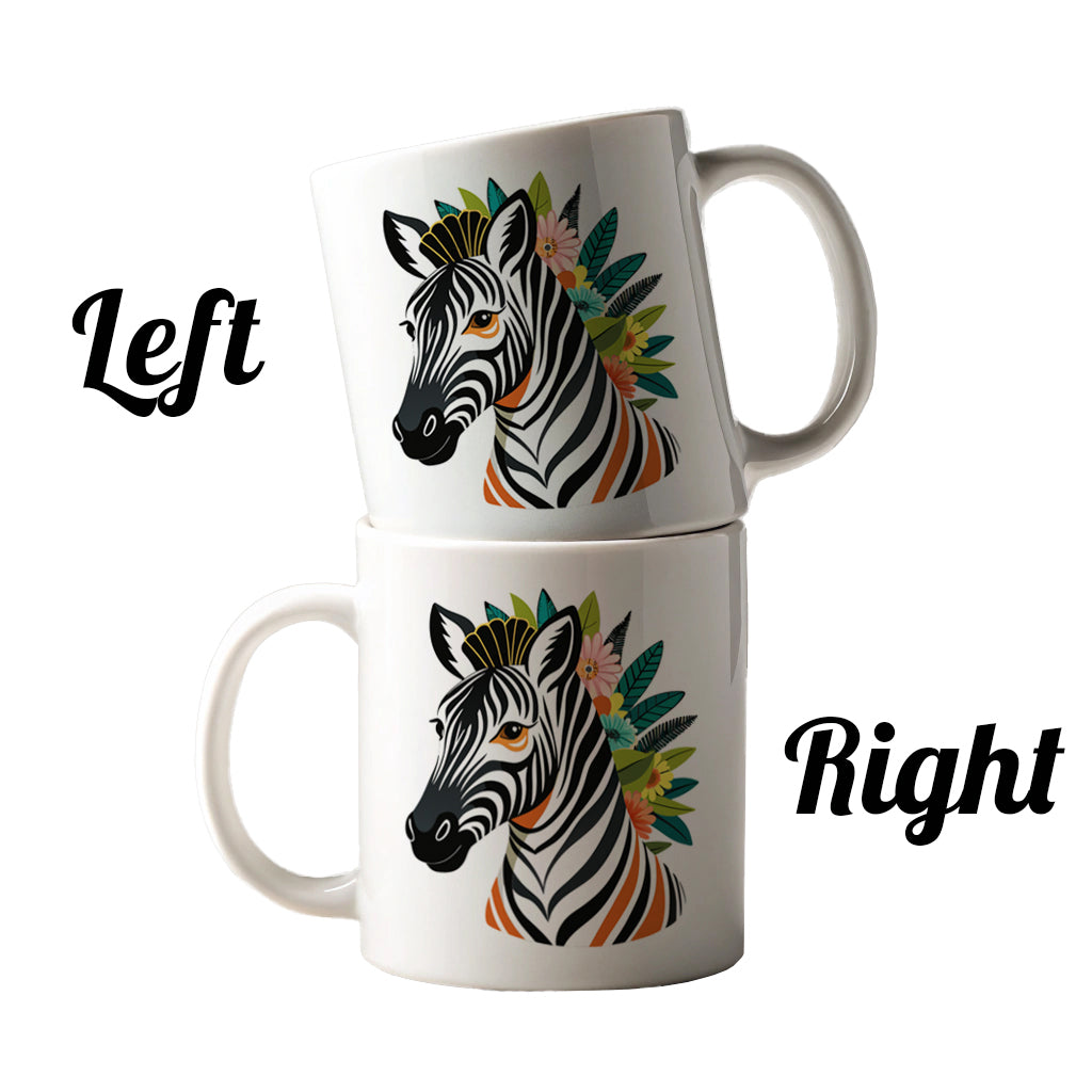 Zebra Head Floral Flowers Ceramic Tea Coffee Mug Cup - 11oz