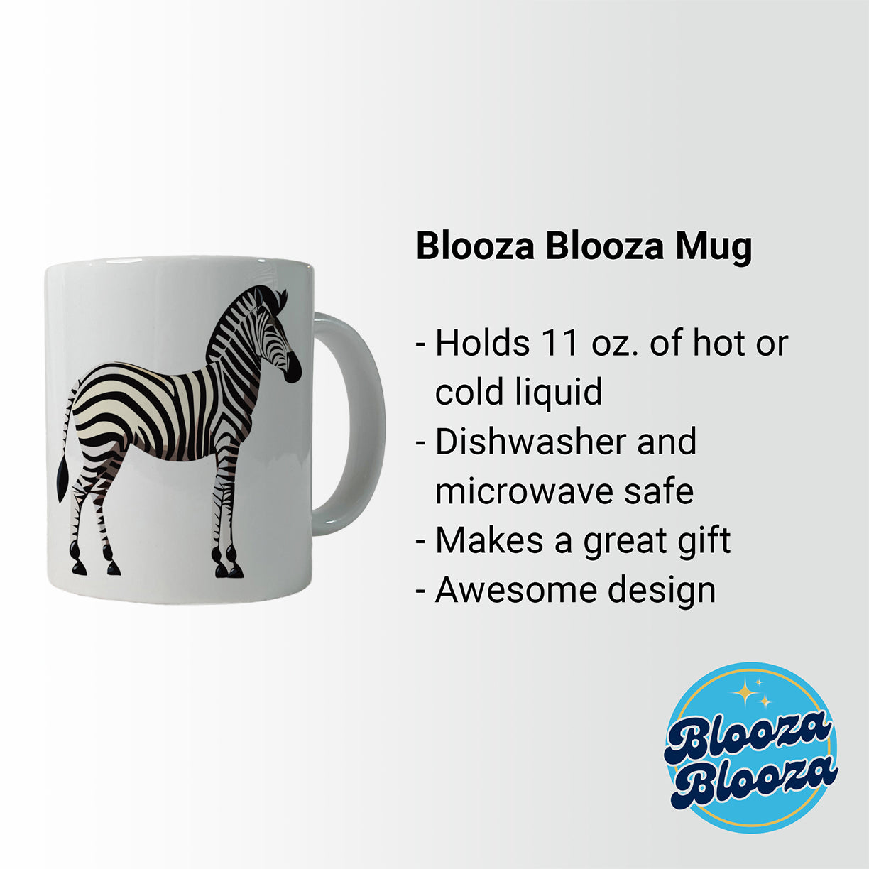 Zebra Standing Profile Ceramic Tea Coffee Mug Cup - 11oz