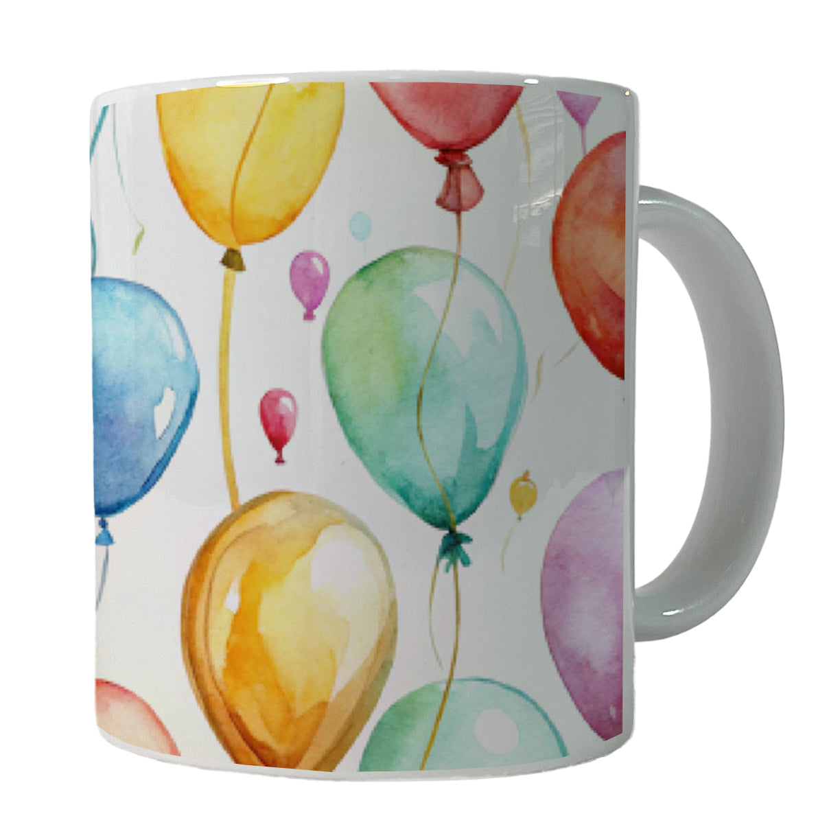 Balloons Colorful Watercolor Birthday Ceramic Tea Coffee Mug Cup - 11oz