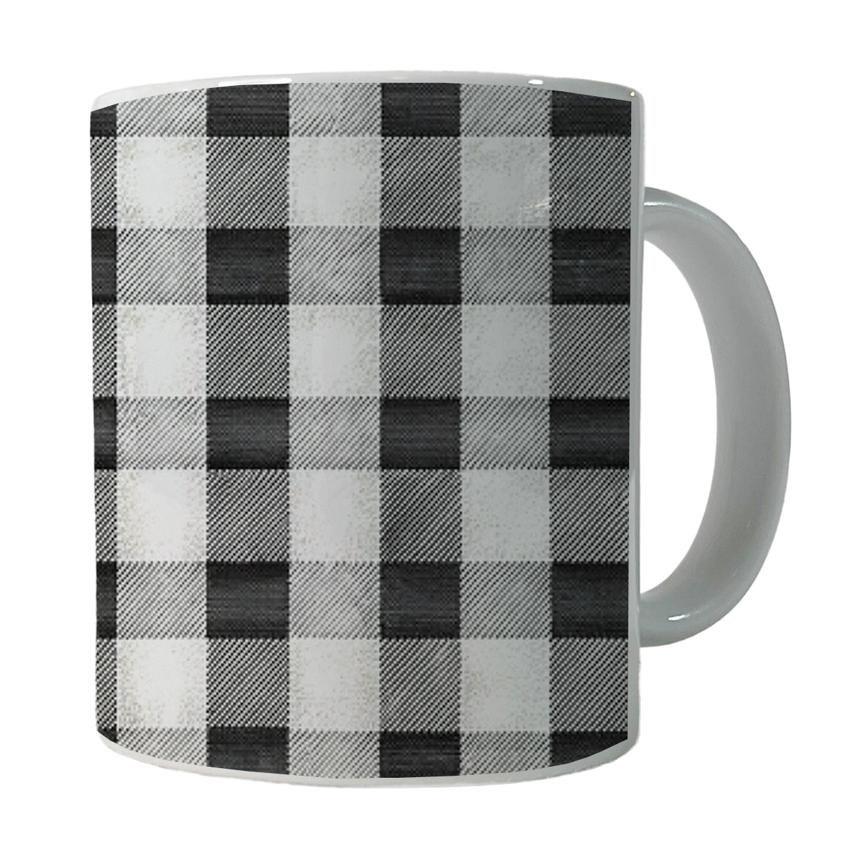 Black White Gingham Watercolor Ceramic Tea Coffee Mug Cup - 11oz