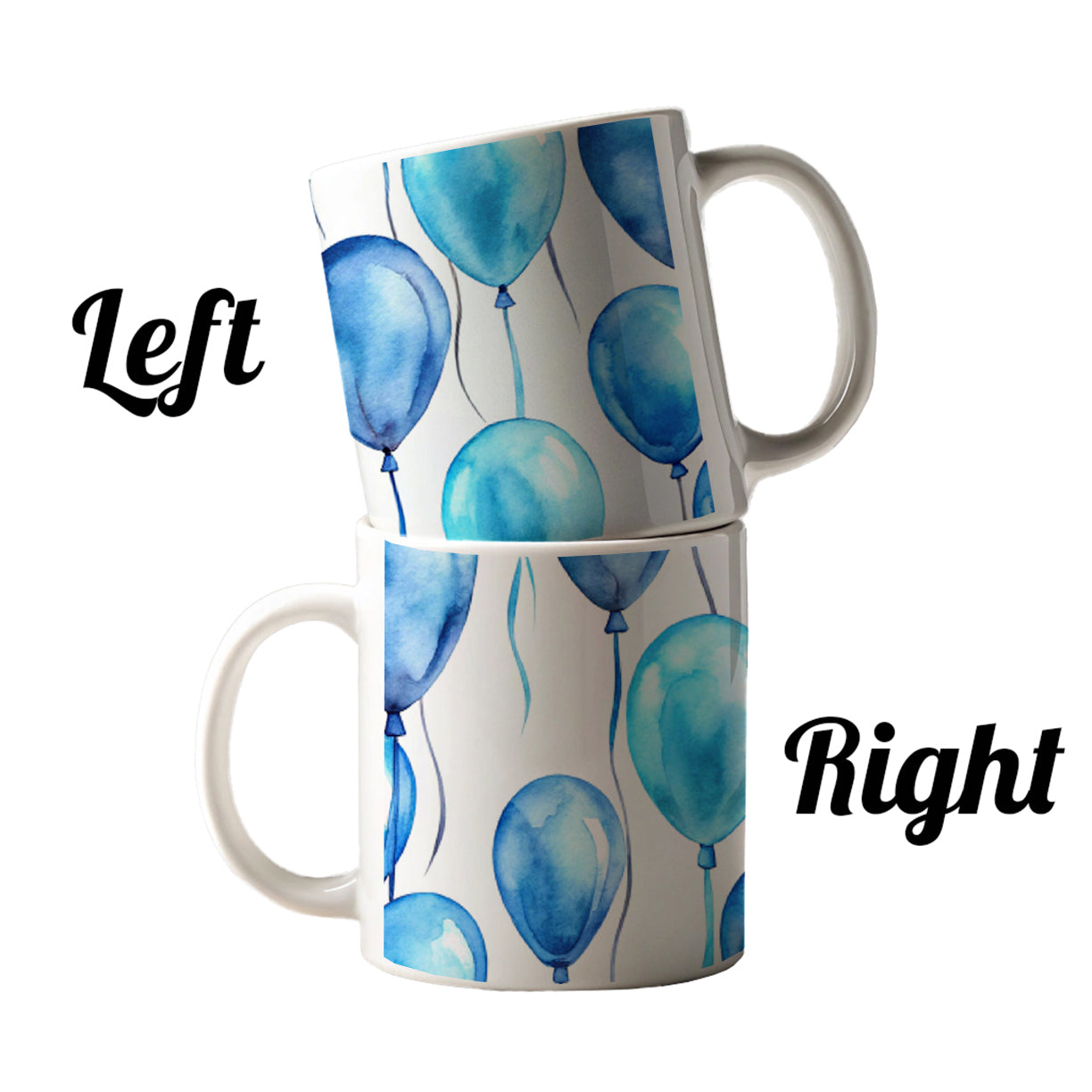 Blue Balloons Watercolor Birthday Ceramic Tea Coffee Mug Cup - 11oz
