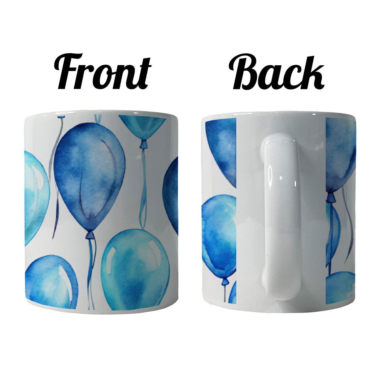 Blue Balloons Watercolor Birthday Ceramic Tea Coffee Mug Cup - 11oz