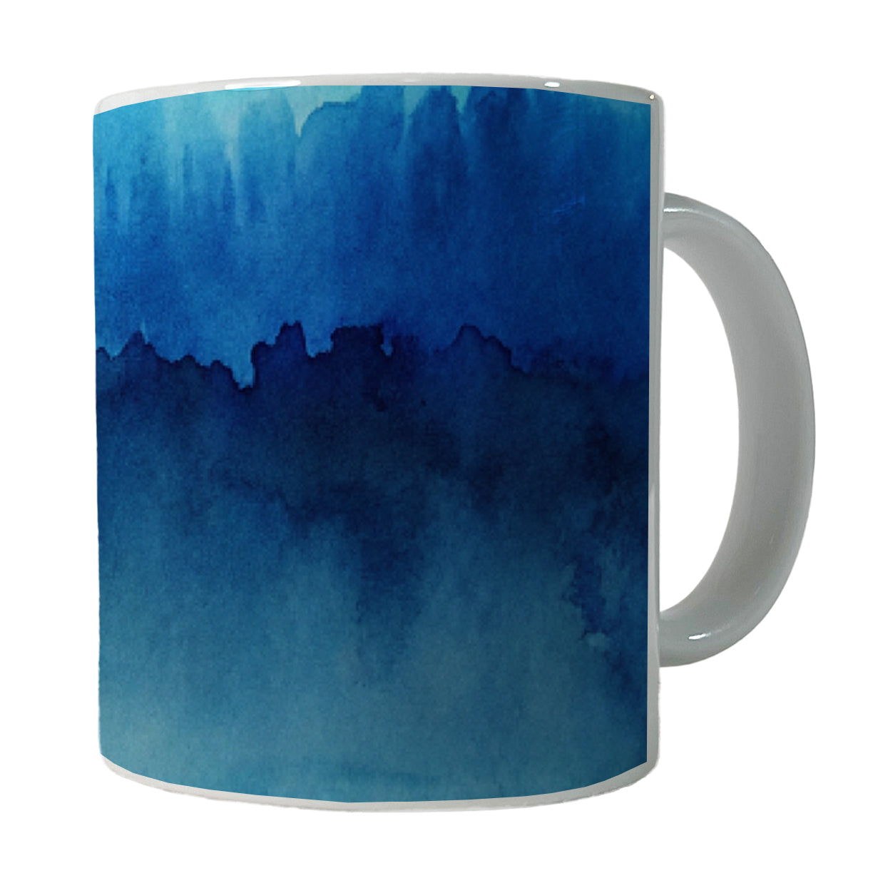 Blue Ombre Forest Watercolor Ceramic Tea Coffee Mug Cup - 11oz
