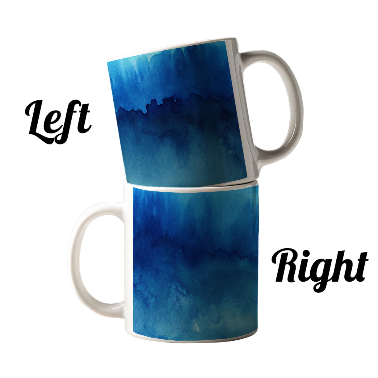 Blue Ombre Forest Watercolor Ceramic Tea Coffee Mug Cup - 11oz