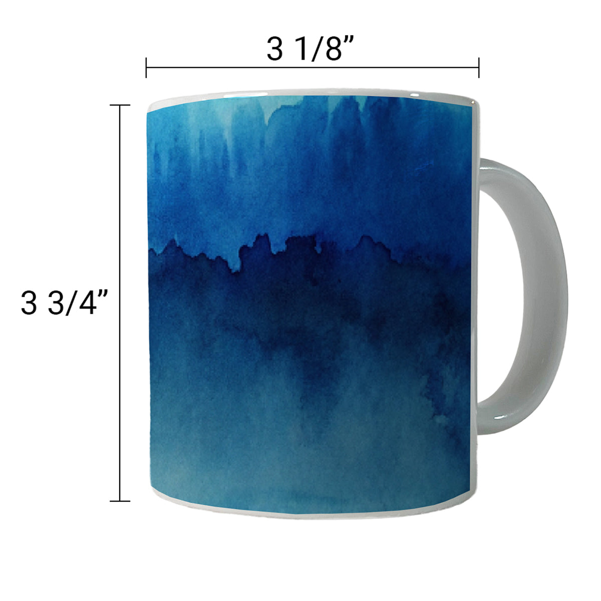 Blue Ombre Forest Watercolor Ceramic Tea Coffee Mug Cup - 11oz