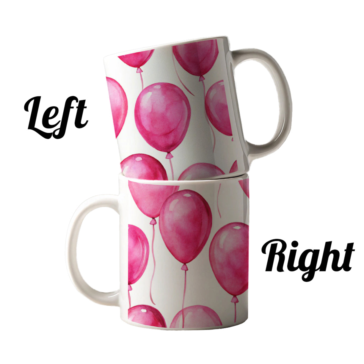 Bright Pink Balloons Watercolor Birthday Ceramic Tea Coffee Mug Cup - 11oz