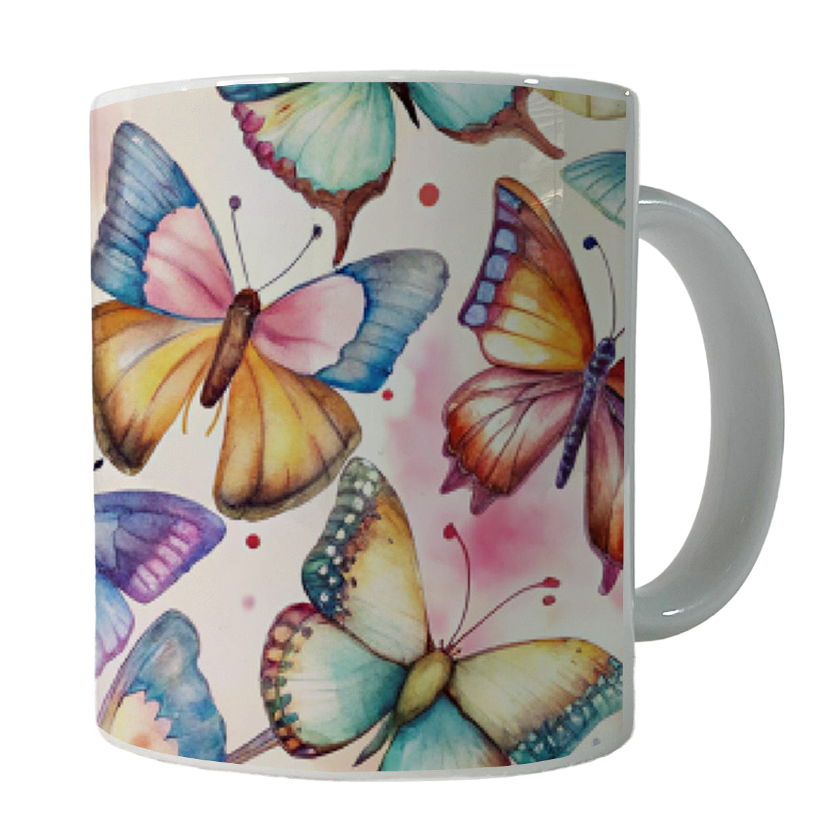 Butterflies Watercolor Ceramic Tea Coffee Mug Cup - 11oz