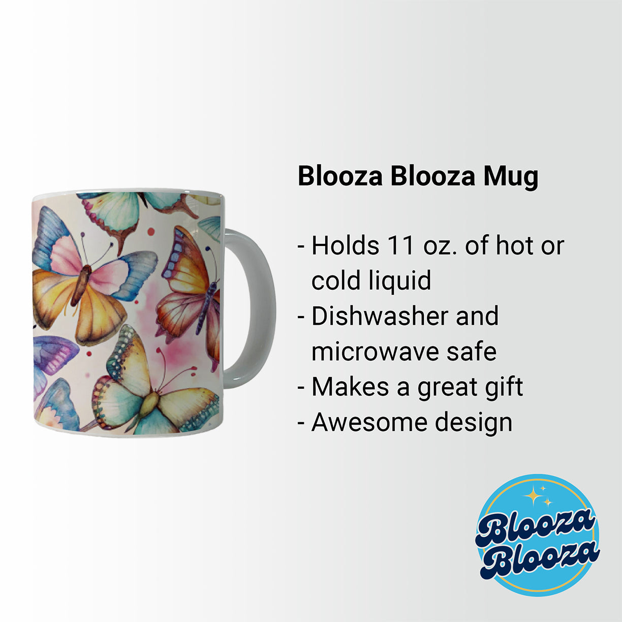 Butterflies Watercolor Ceramic Tea Coffee Mug Cup - 11oz