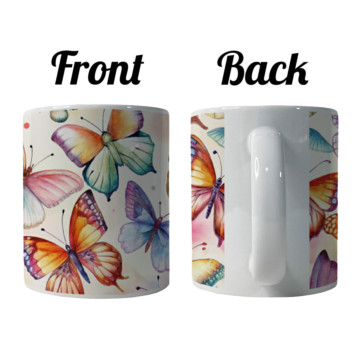Butterflies Watercolor Ceramic Tea Coffee Mug Cup - 11oz