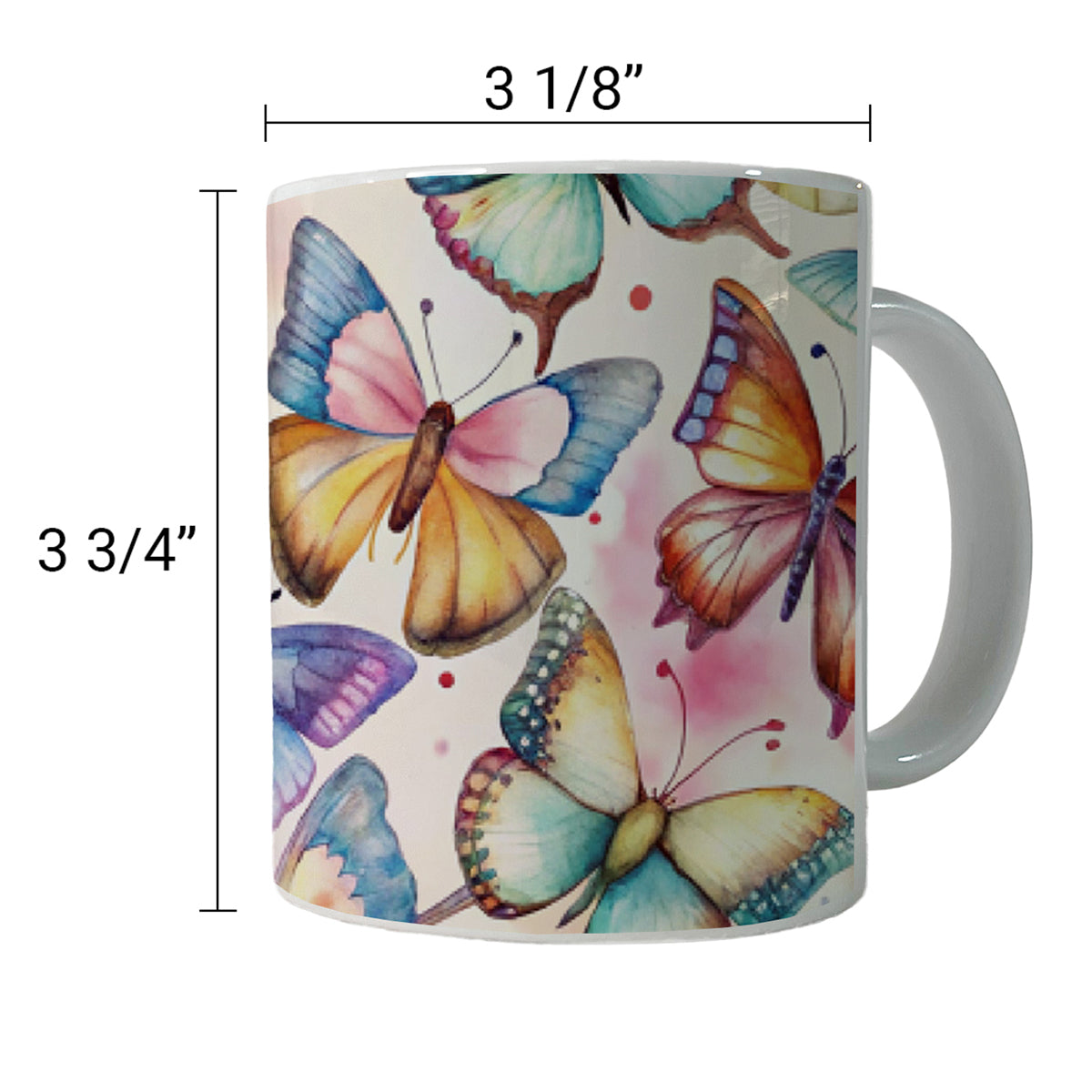Butterflies Watercolor Ceramic Tea Coffee Mug Cup - 11oz
