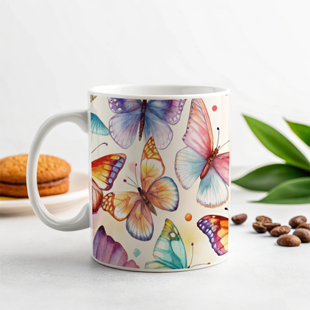 Butterflies Watercolor Ceramic Tea Coffee Mug Cup - 11oz
