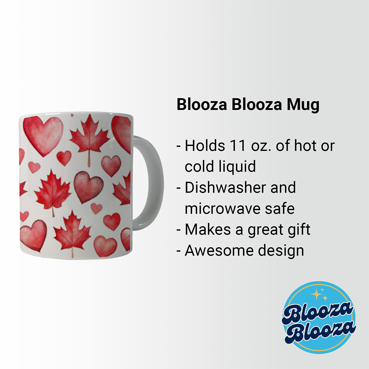 Canada Flags Maple Leaf Hearts Watercolor Ceramic Tea Coffee Mug Cup - 11oz