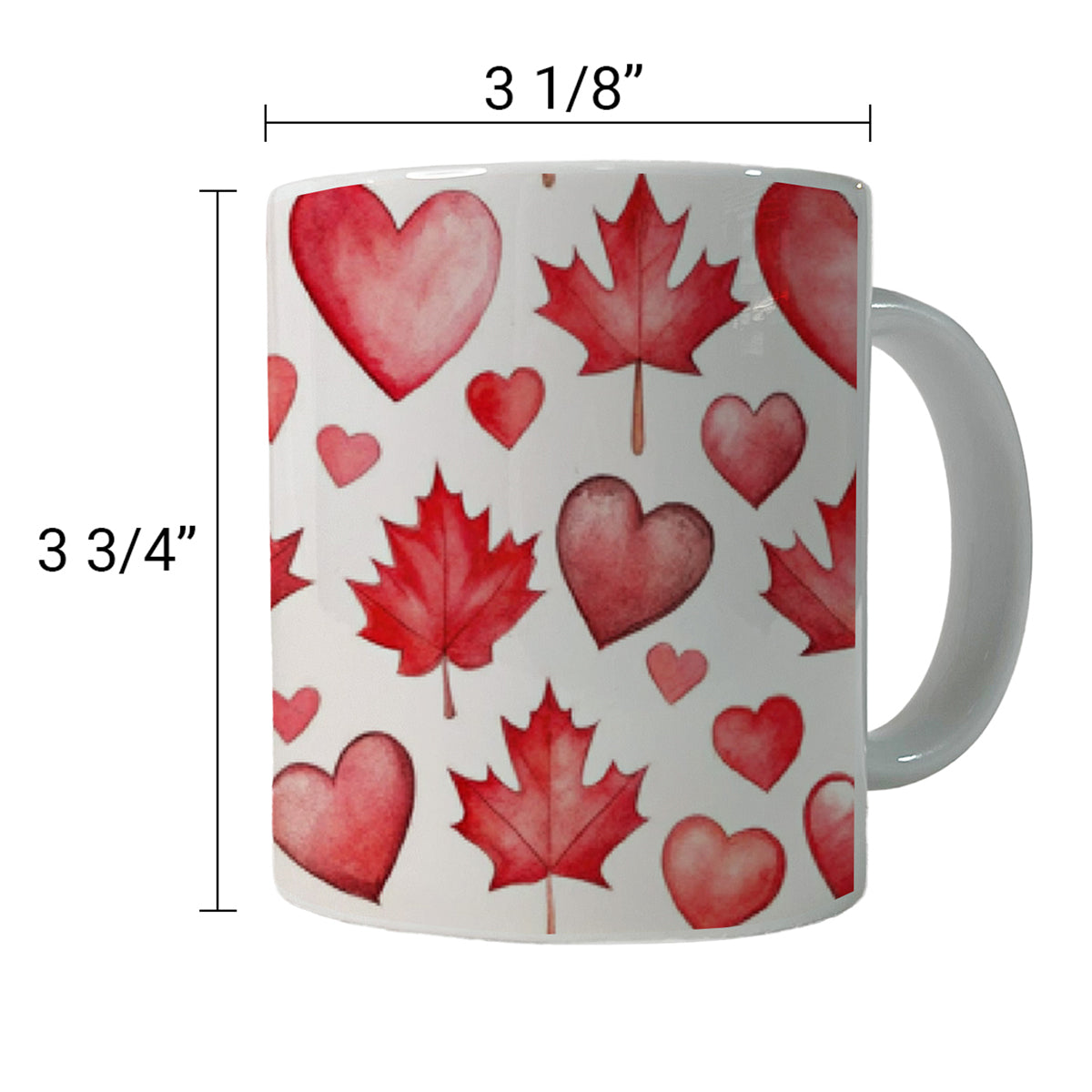 Canada Flags Maple Leaf Hearts Watercolor Ceramic Tea Coffee Mug Cup - 11oz