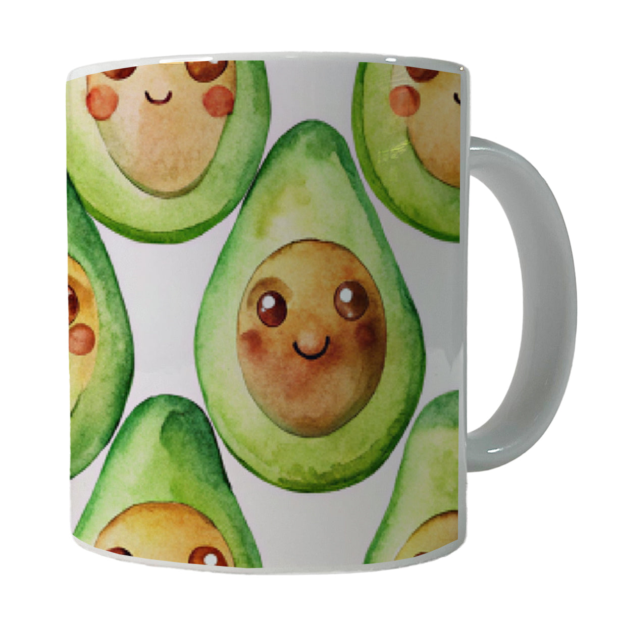 Cute Avocado Faces Watercolor Ceramic Tea Coffee Mug Cup - 11oz