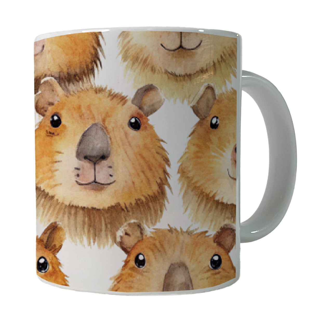 Cute Capybara Faces Watercolor Ceramic Tea Coffee Mug Cup - 11oz